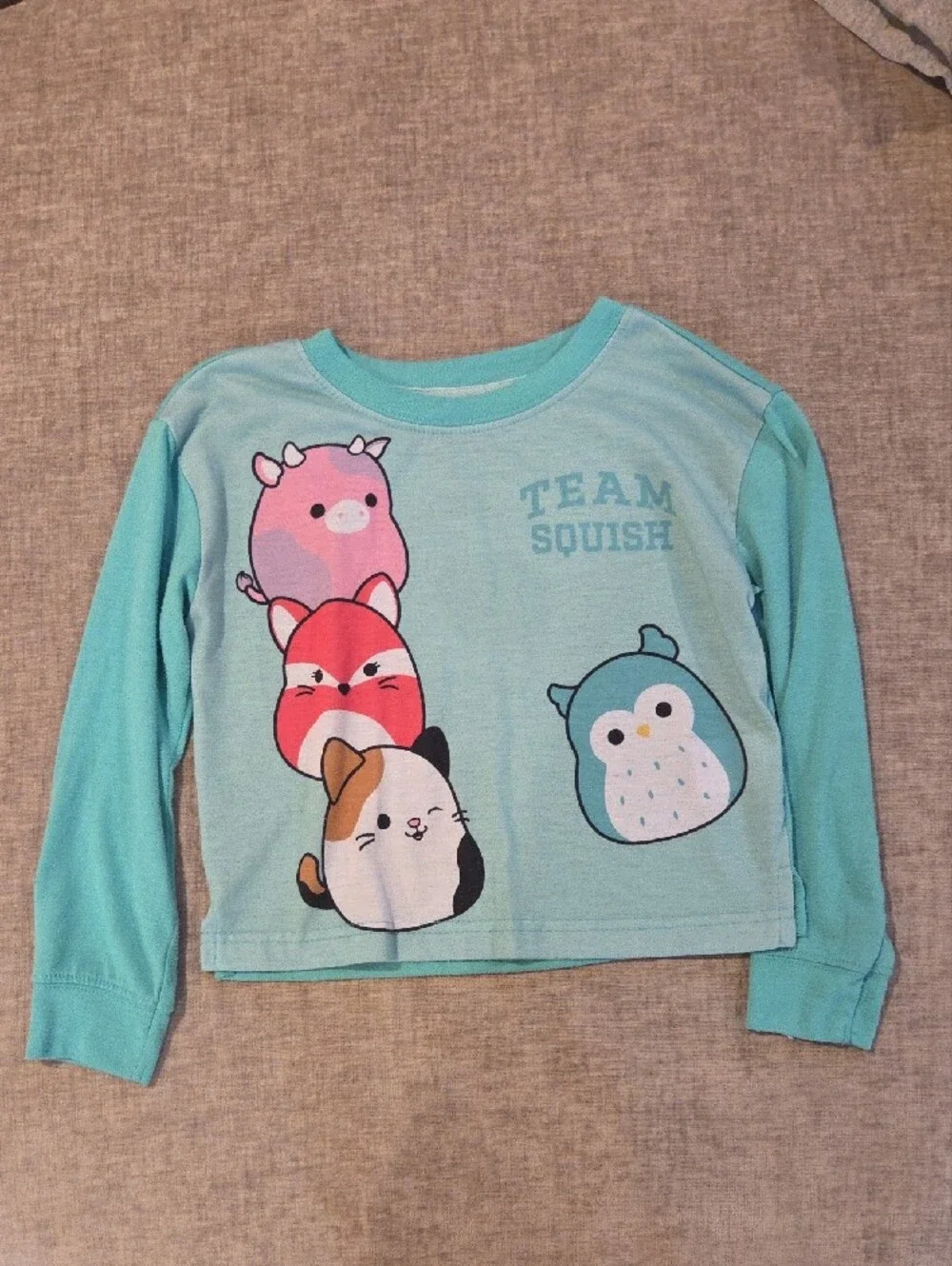 Squishmallows Light Teal Kids Pajama Set with Multicolor Stackable Characters